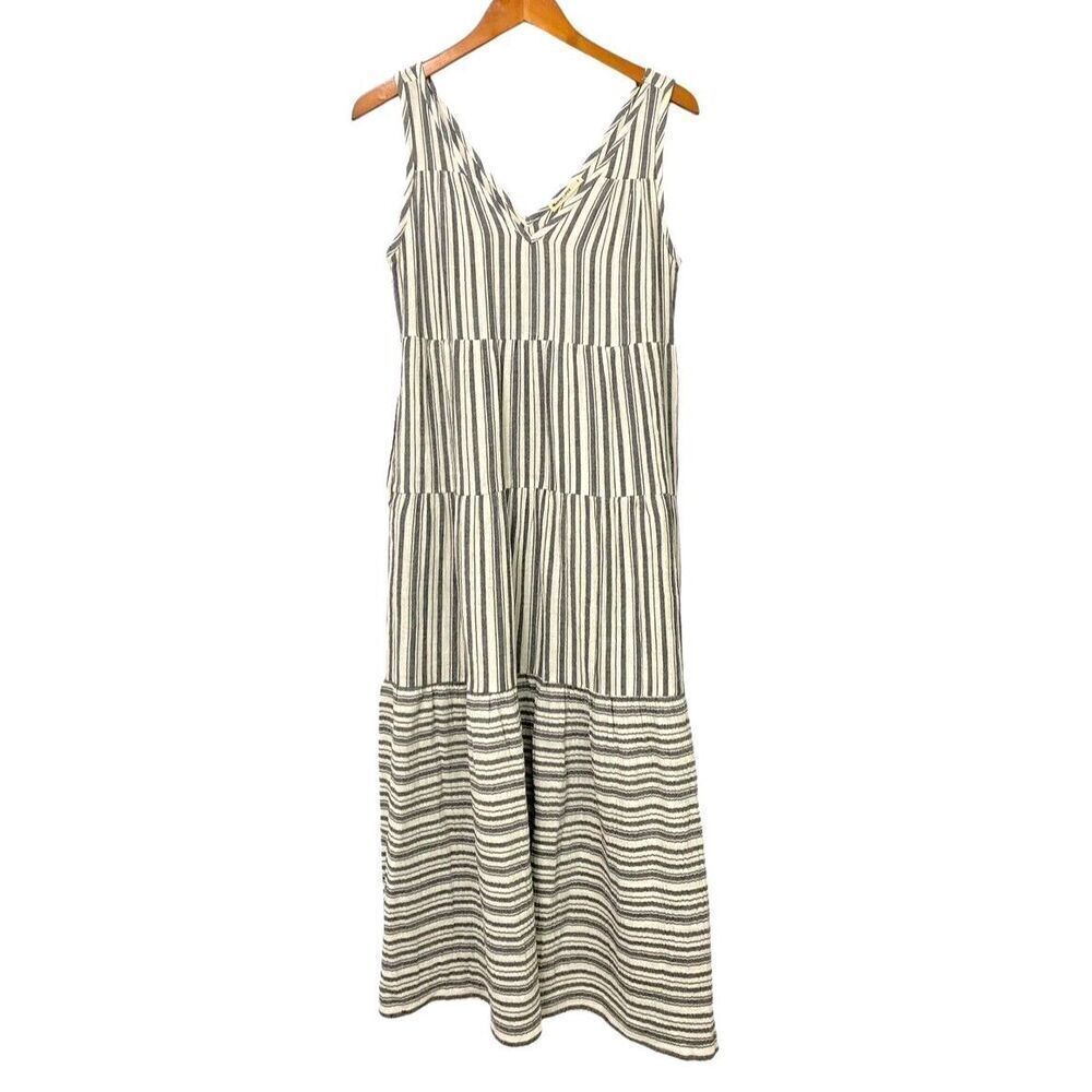 Marine Layer Black and White Striped Maxi Dress